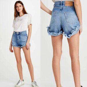 One Teaspoon Womens High Waist Bandit Cotton Denim Short Size 25